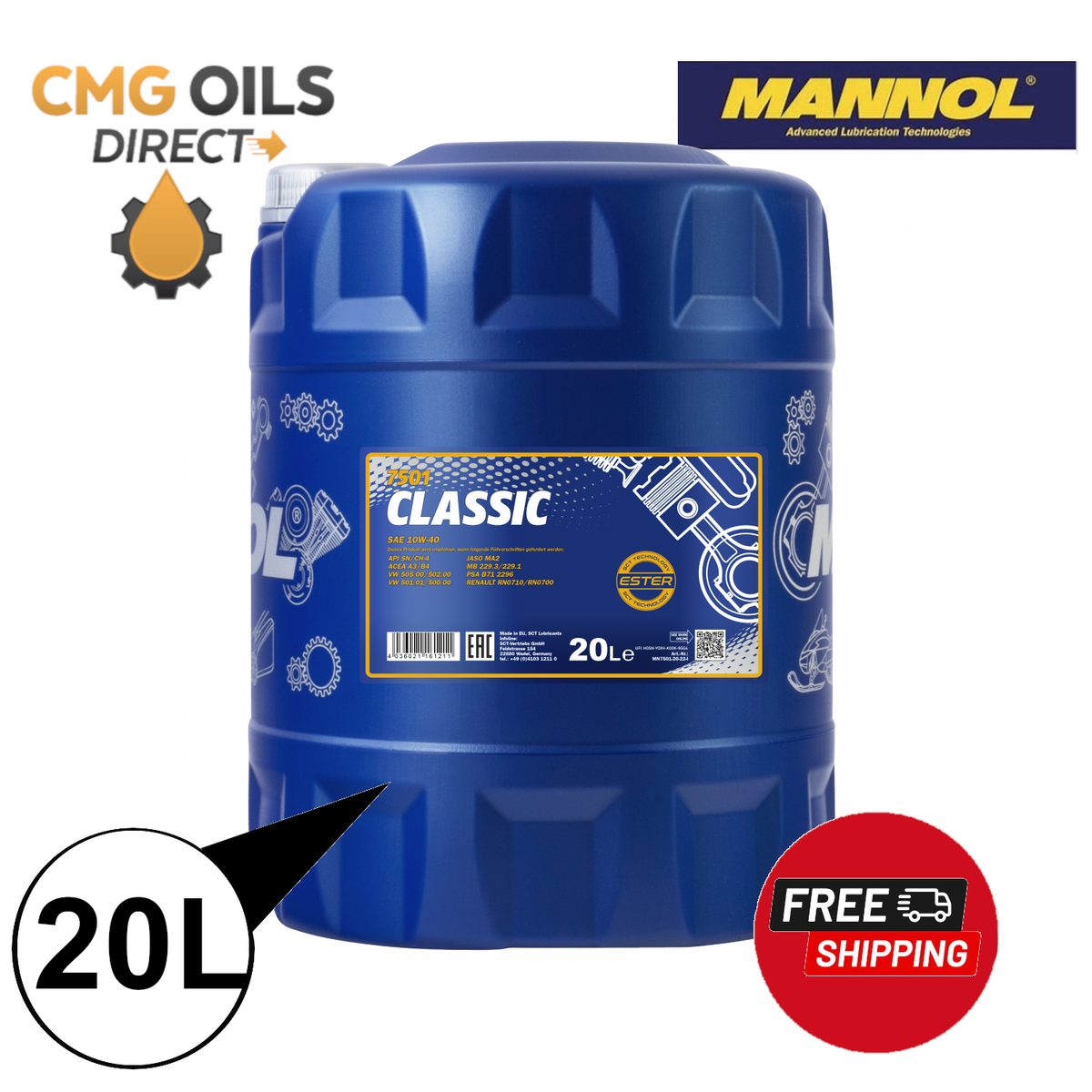 Mannol Classic 10W-40 | 20 Liter | 10W-40 | MN7501-20 - Motoröl24