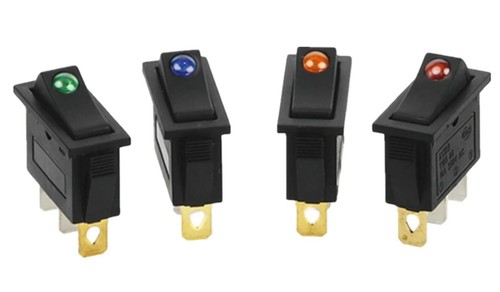 Interrupteur LED Rectangulaire KCD3 250V 27x10mm 3 Broches ON/OFF - Neuf