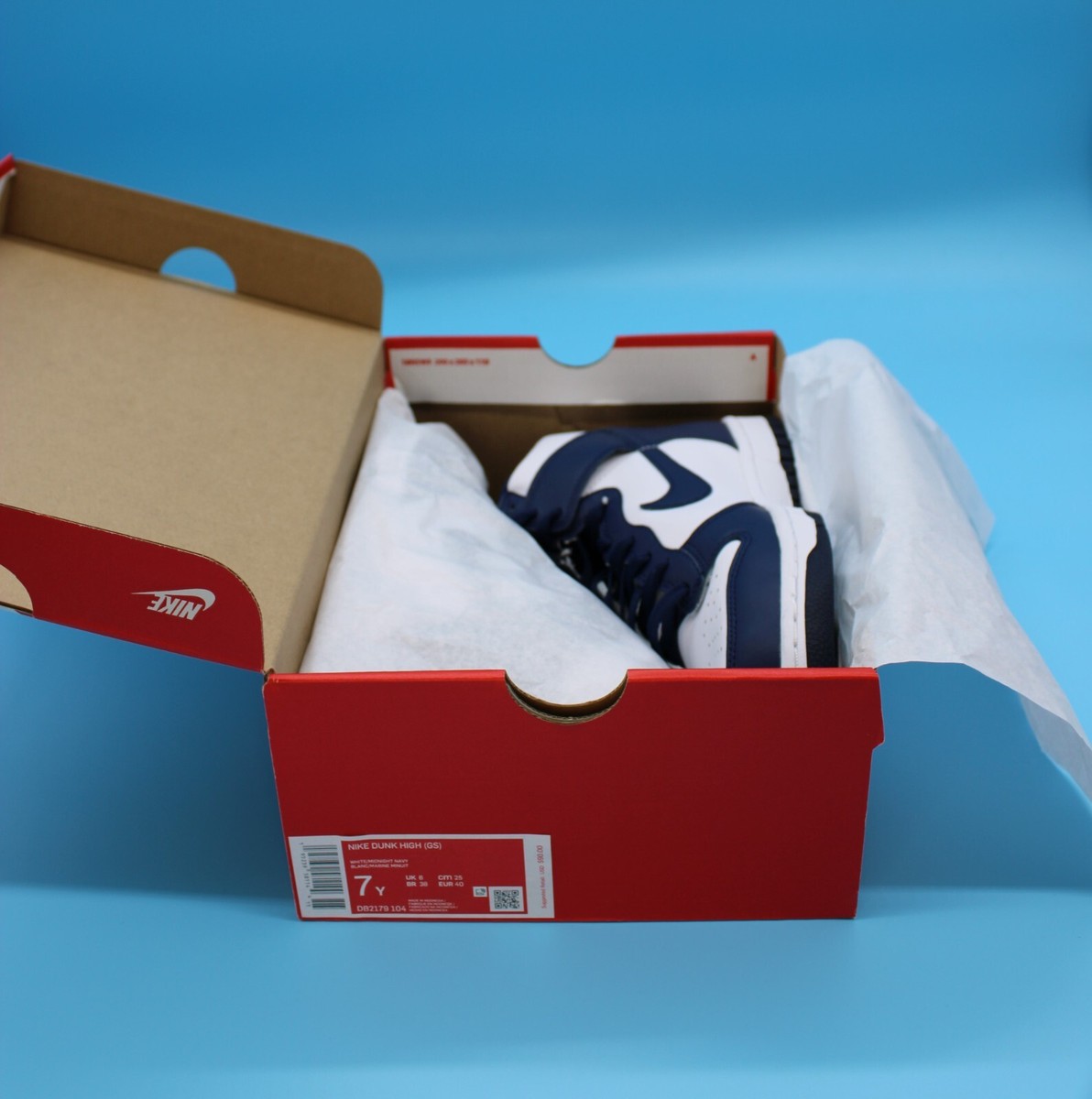 Size 7Y (GS) - Nike Dunk High Championship Navy White High Top