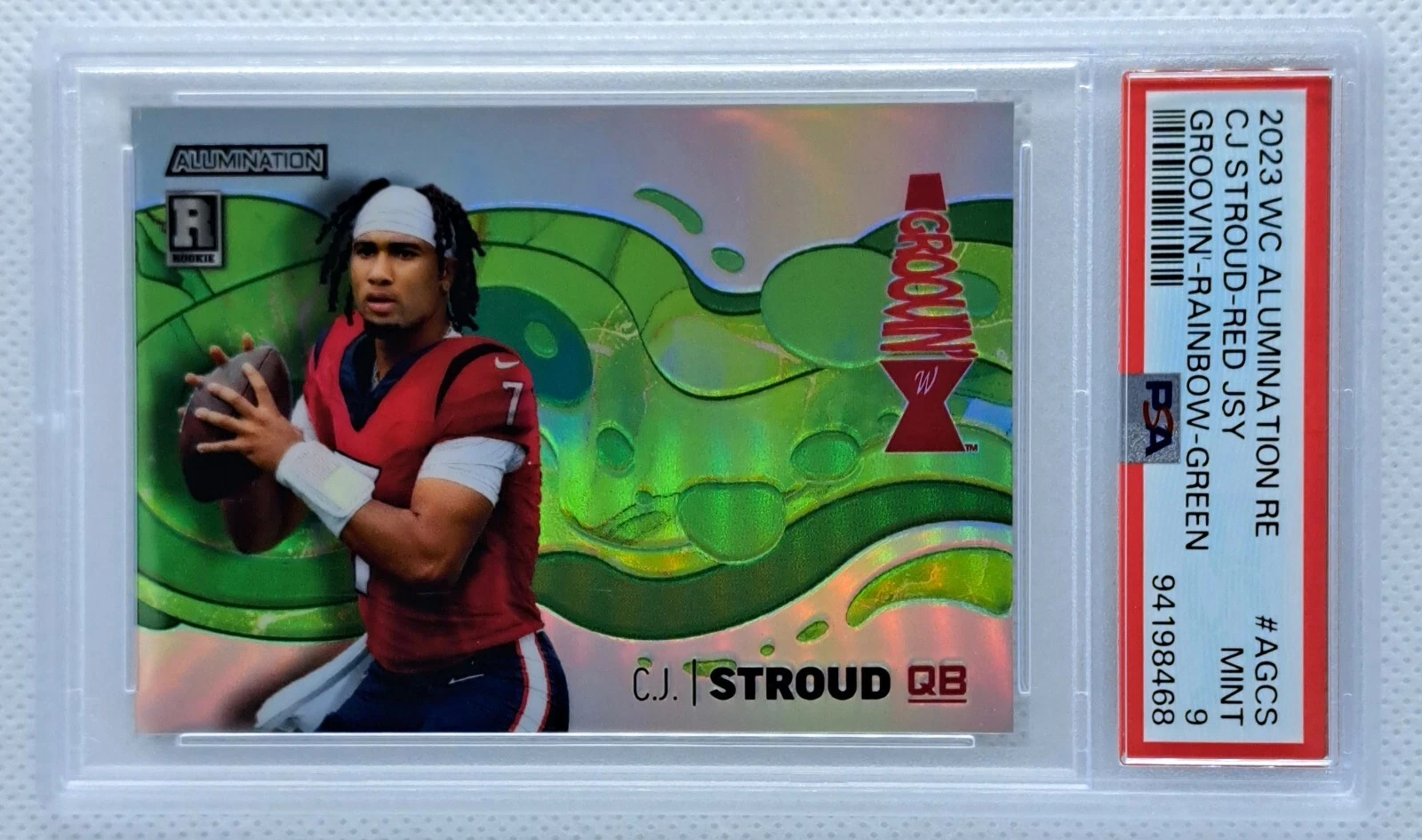 CJ Stroud Wild Card Alumination Rookie Edition Groovin #AGCS Red Jersey-Rainbow-Green