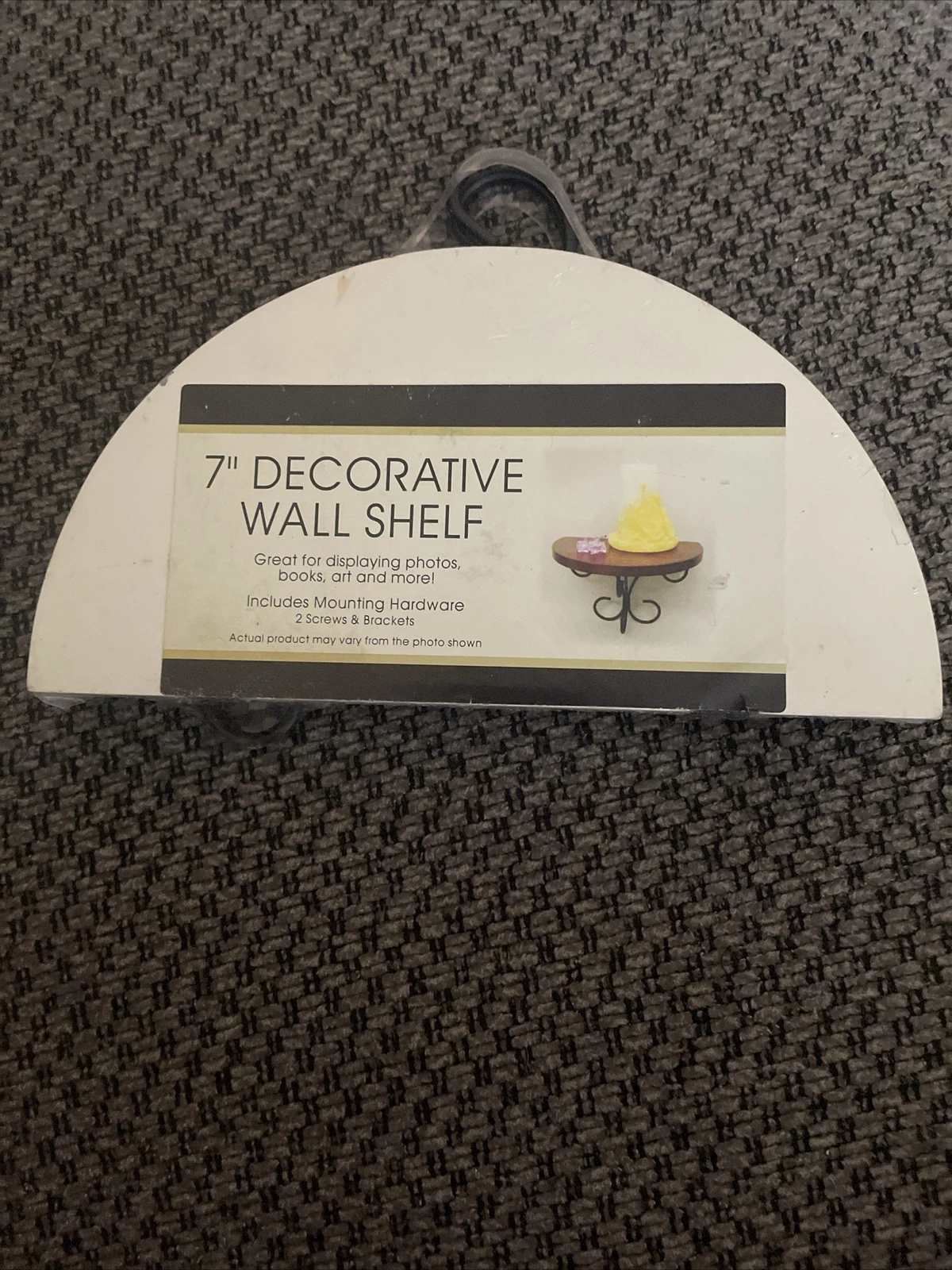 Decorative Wall Shelf 7" New In Package White W Black Metal