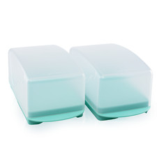 Tupperware Junge Welle 2x Butterdose weiß mint