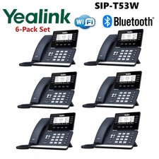 6 Pack Lot Yealink SIP-T53W Prime Business Phone T53W Entry Level Bluetooth WiFi