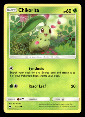 Chikorita (5) Common SM - Lost Thunder 5/214 LP Pokémon TCG