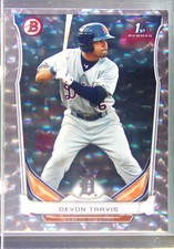 2014 Bowman Devon Travis #BP33 Tigers Prospects Silver Ice