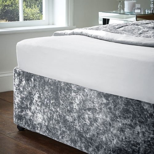 Luxus Crushed Velvet Diwan Bettgestell Weicher Premium Bezug Doppelbett King Size - Bild 2 von 14
