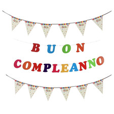 Festoni Buon Compleanno, Happy Birthday Decorazioni, Party Banner Bandiera 3+3 M