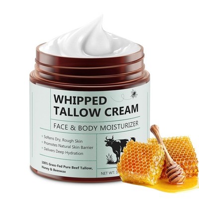 Grass Fed Whipped Beef Tallow Balm Honey Face Body Cream 4.2oz
