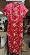 Vintage 100 Silk Cheongsam Red Dress with Tag