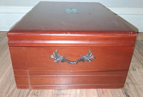 Reed & Barton Provincial Mahogany Wood Silverware Chest Flatware Storage READ - Afbeelding 10 van 14