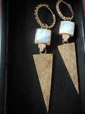 Nina Nguyen Hoop Earrings 18k Gold Diamond Tourmaline Moonstone earrings