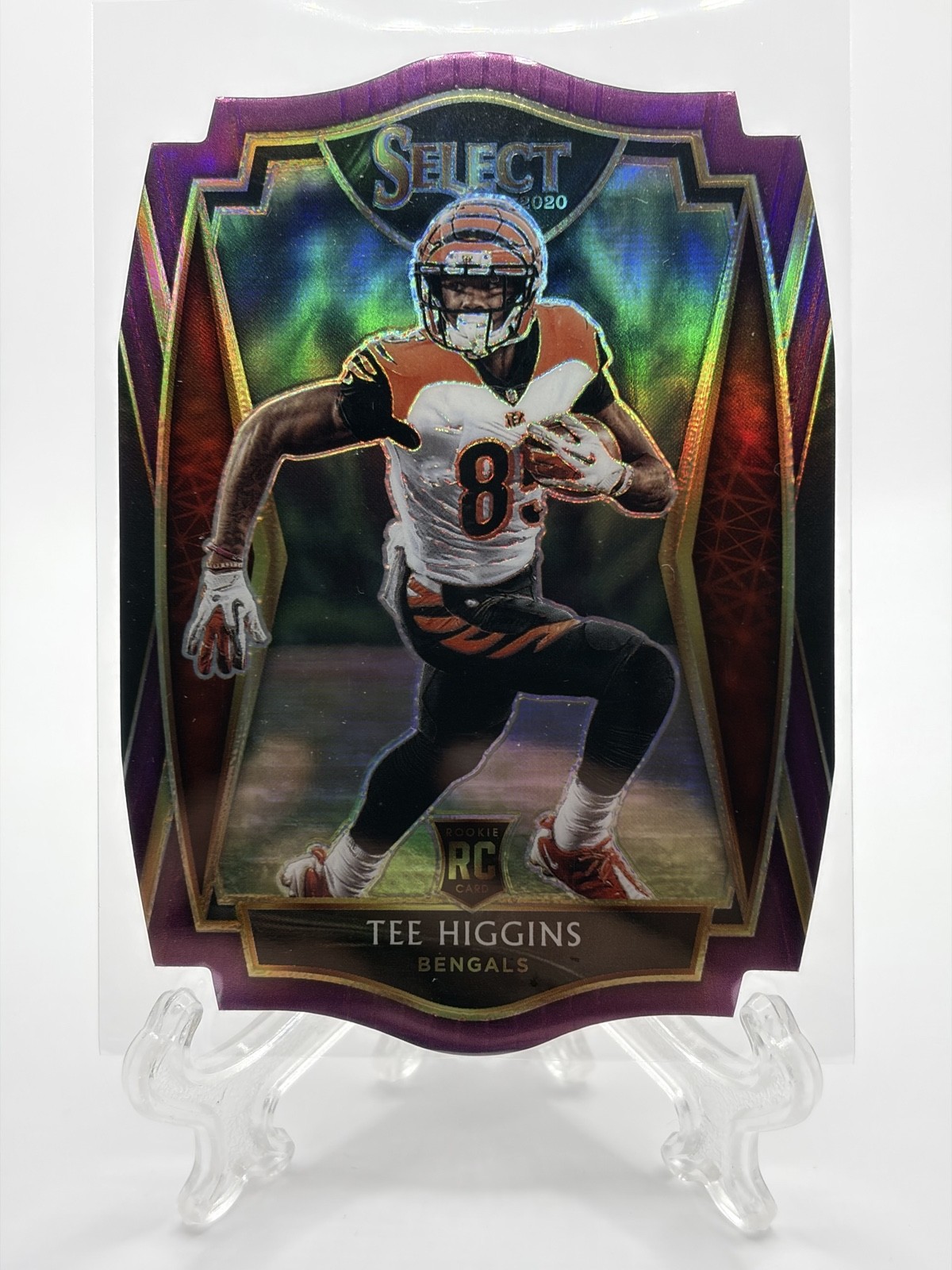 2020 Panini Select Purple Prizm Die-Cut Tee Higgins #160 (RC) Bengals