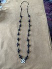 Sterling Silver Om Pendant CZ Sparkle with Lava Rock Beads Necklace — photo 1