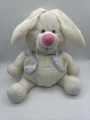 VTG Happy Mates Bunny Rabbit Nylon Stuffed Plush White Floppy Ears Pink Nose