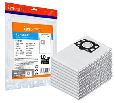 10 Staubsaugerbeutel für Kärcher KFI 357, SE 4001, SE 4002, WD 2 Plus 2.863-314.
