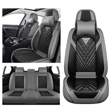 Waterproof Leather Car Seat Covers Full Set for Tucson 2005-2026 Gray Black