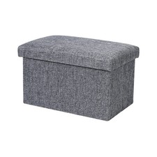 Storage Ottoman Foot Rest Stool with Thicker Foam Padded Seat. Linen Footstoo...