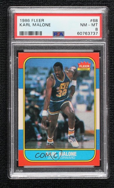 1986-87 Fleer Karl Malone #68 PSA 8 Rookie RC HOF