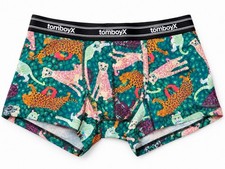 TomboyX Catwalk 4.5  Trunks XS Boxer Briefs Wildcat Print Cotton Unisex New
