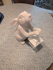 15" Tall Rustic Rabbit Decorative Statue with Metal Lantern