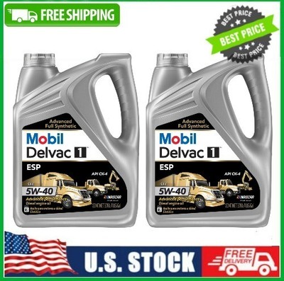 2 Pack Mobil Delvac 1 ESP Heavy Duty Full Synthetic Diesel Engine Oil 5W-40,1Gal