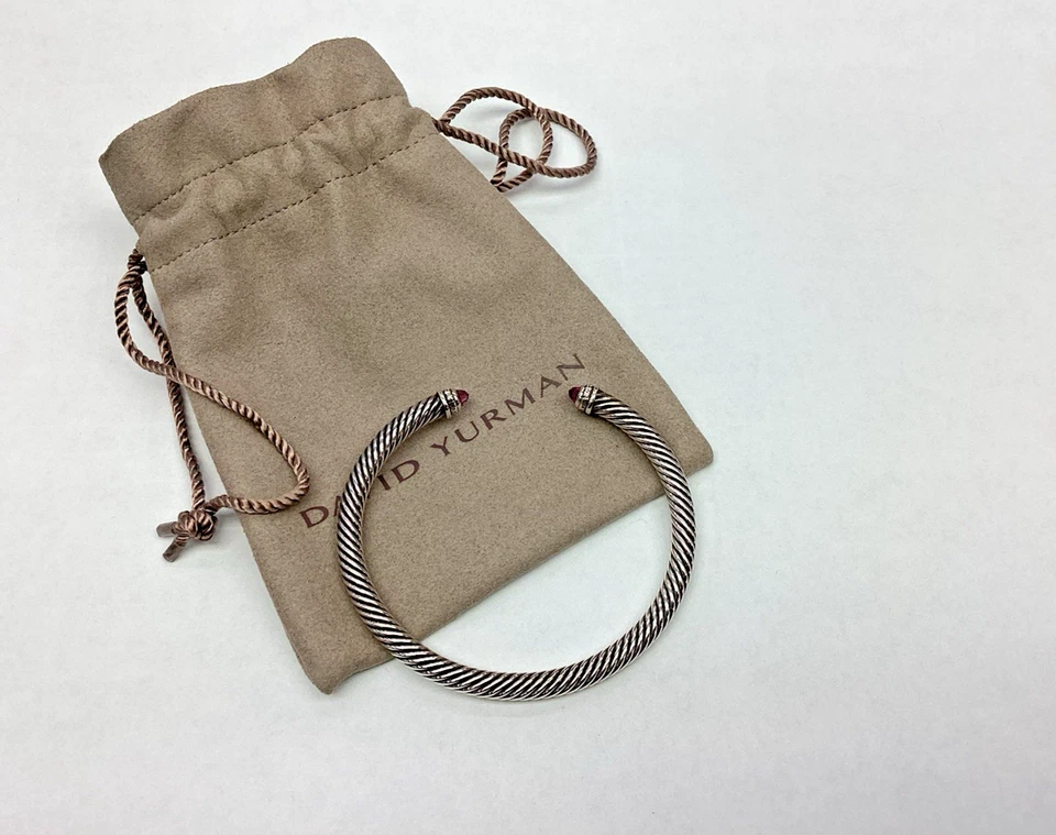 Pulsera David Yurman Cable Plata de Ley con Morganita y Diamantes 5mm Foto 2 de 4