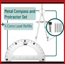 Mr. Pen- Metal Protractor and Compass Set, for Geometry W/Refill