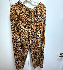 Women s Leopard Print Jogger Pants Brown/Black Elastic Waist Drawstring L