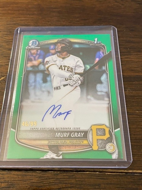 2025 Bowman Draft Chrome Murf Gray Green Refractor 1st Auto  /99 Pirates #CPA-MG