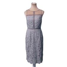 Adrianna Papell Womens Grey Floral Lace Sheath Dress 2 Cocktail Wedding Guest