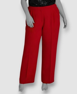 Bar III Women's Red Textured Crepe Wide-Leg Pants Plus Size 18W