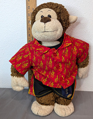 Build-A-Bear Workshop Monkey Plush Stuffed Animal Shirt/Shorts Necklace Washable