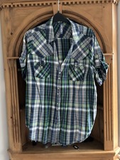 Image of Evans Ladies Button Through Shirt Size 26  100% Cotton Green Multicoloured Check