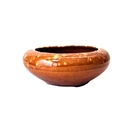 Vintage Art Pottery Planter Bowl Brown Drip Glaze Low Round USA