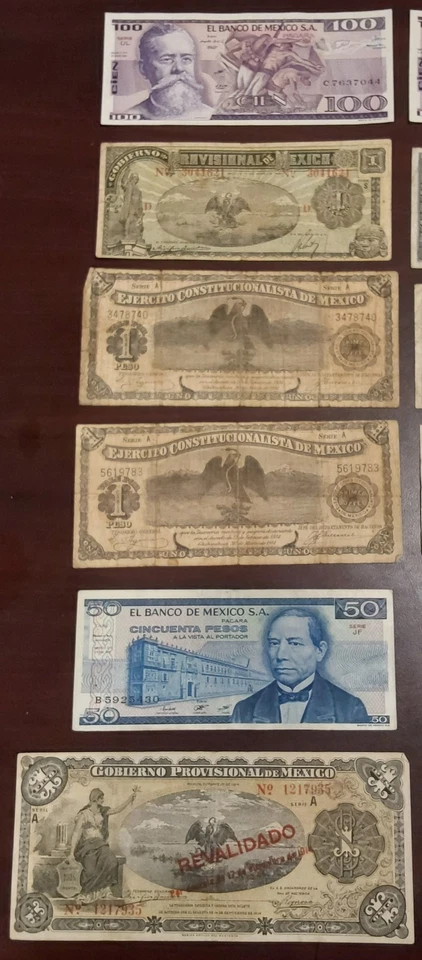 Lot of 12 Vintage Mexican Banknotes - Banco de Mexico, Provisional & More! - Image 2 of 4