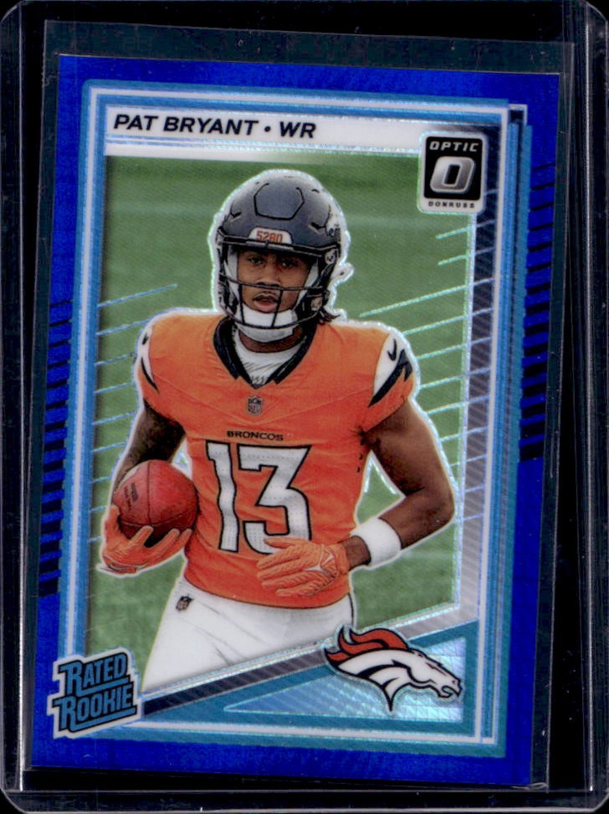 2025 Panini Donruss Optic Pat Bryant Rated Rookie Blue Hyper Prizm #215 Broncos