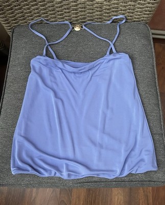 Versace for H&M Cowl Neck Halter Top Lilac Blue Medusa Gold Detail US 4 (S)