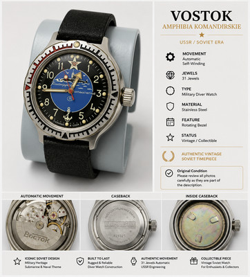Vintage Vostok Amphibia Komandirskie Submarine Automatic USSR Watch 31J