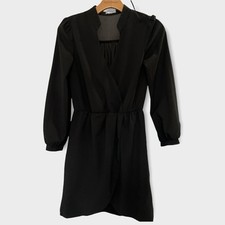 TOBI Long Sleeve Faux Wrap Little Black Dress Size Small