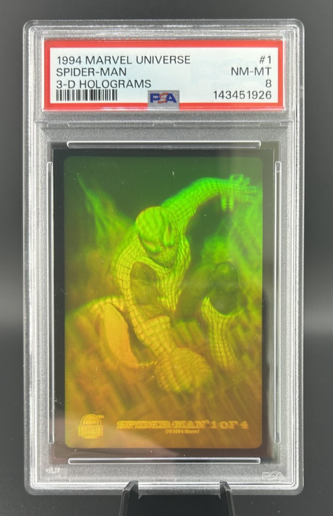 スパイダーマン 3Dホログラムカード　3枚 1994 Marvel Universe #1 SPIDER-MAN Spiderman 3D HOLOGRAMS PSA 8 | eBay