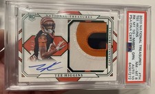 2020 Panini National Treasures Tee Higgins Green 5/85 PSA 8/10 Auto Patch Jersey