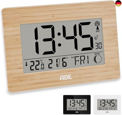 ADE Große Funkuhr digital mit XXL-Ziffern | Tischuhr mit Kalender und Wochentag 