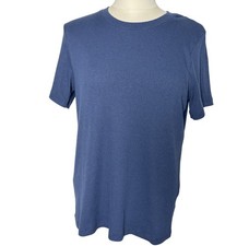 American Giant Womens Blue Ribbed T Shirt XL Crewneck Short Sleeve Made In USA