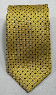 Braxio Silk Neck Tie Yellow Geometric Pattern Made In Italy - 57  x 3.75 