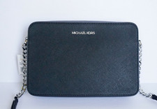 Bolso Bandolera Michael Kors Jet Set Artículo East West Hombro Negro/Plateado