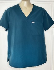 Figs Technical Collection Catarina Caribbean Blue Scrub Top Womens Large