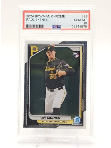 PAUL SKENES 2024 BOWMAN CHROME BASEBALL ROOKIE PIRATES GEM RC PSA 10 Q6450