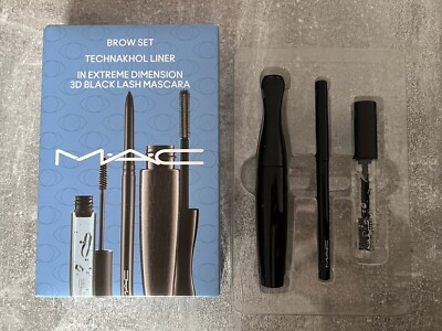 MAC Set Technakhol Liner Brow Gel In Extreme Dimension 3D Black Lash Mascara NEU