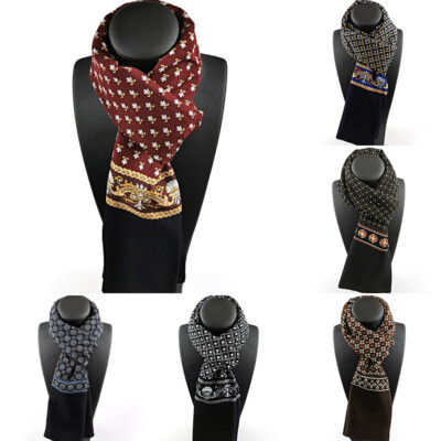 Men's Silk Scarf Vintage Neckerchief Cravat Business Formal Neck Scarf ...