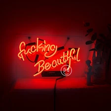 Fvcking Beautiful Neon Sign Light Hallway Room Wall Hanging Visual Art 20''
